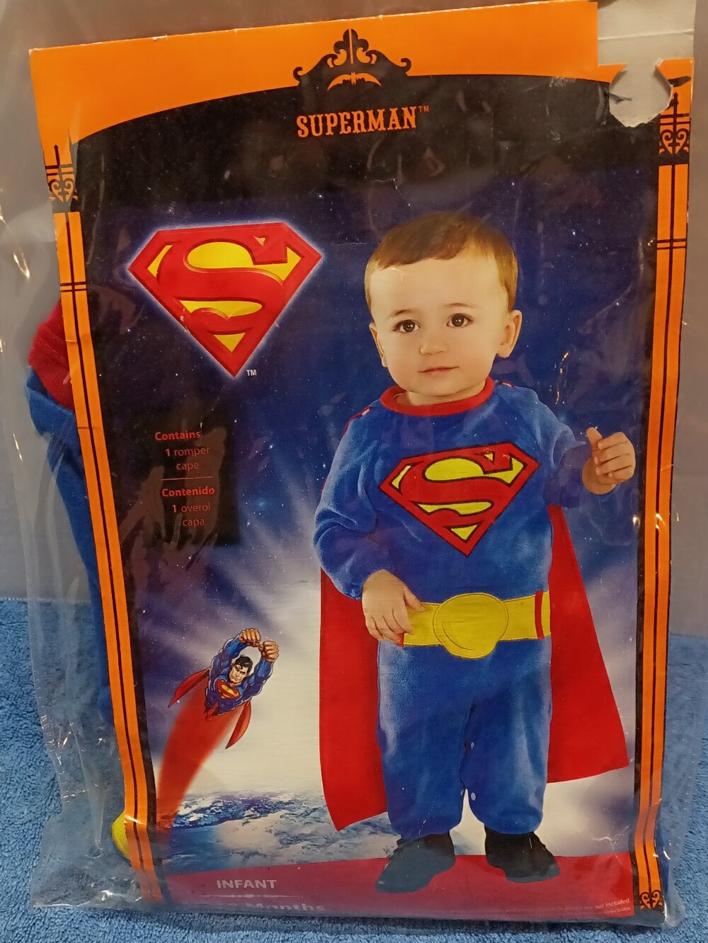 DC Comics Superman Infant 12-18 Months Costume in Blue, Red & Yellow NOS